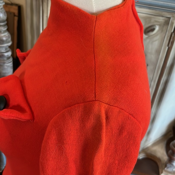 Vintage and Beautiful fall orange dress! .Material is a heavy polyester! - Picture 6 of 9